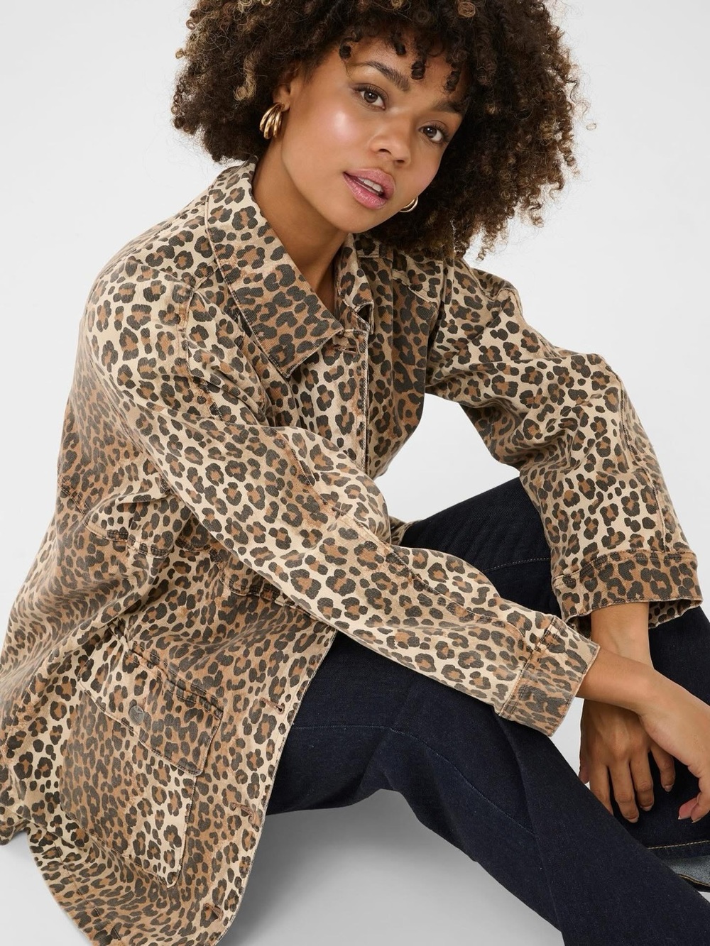 NWOT Leopard Print Utility Denim Jacket by Culture